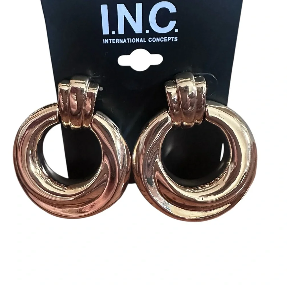 INC International Concepts Gold Double Hoop Earrings‎